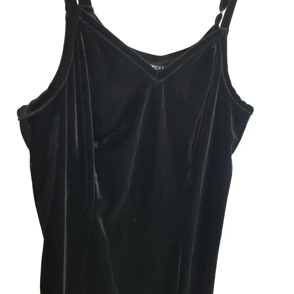 Torrid Black Velvet Midi Dress Plus Size 00X Whimsygoth Witchy Vamp Stretch Goth